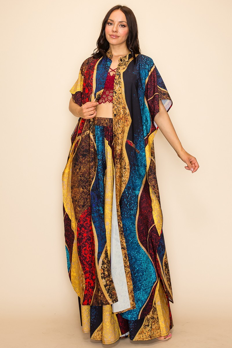 Printed Wide Pants Set - Image 3