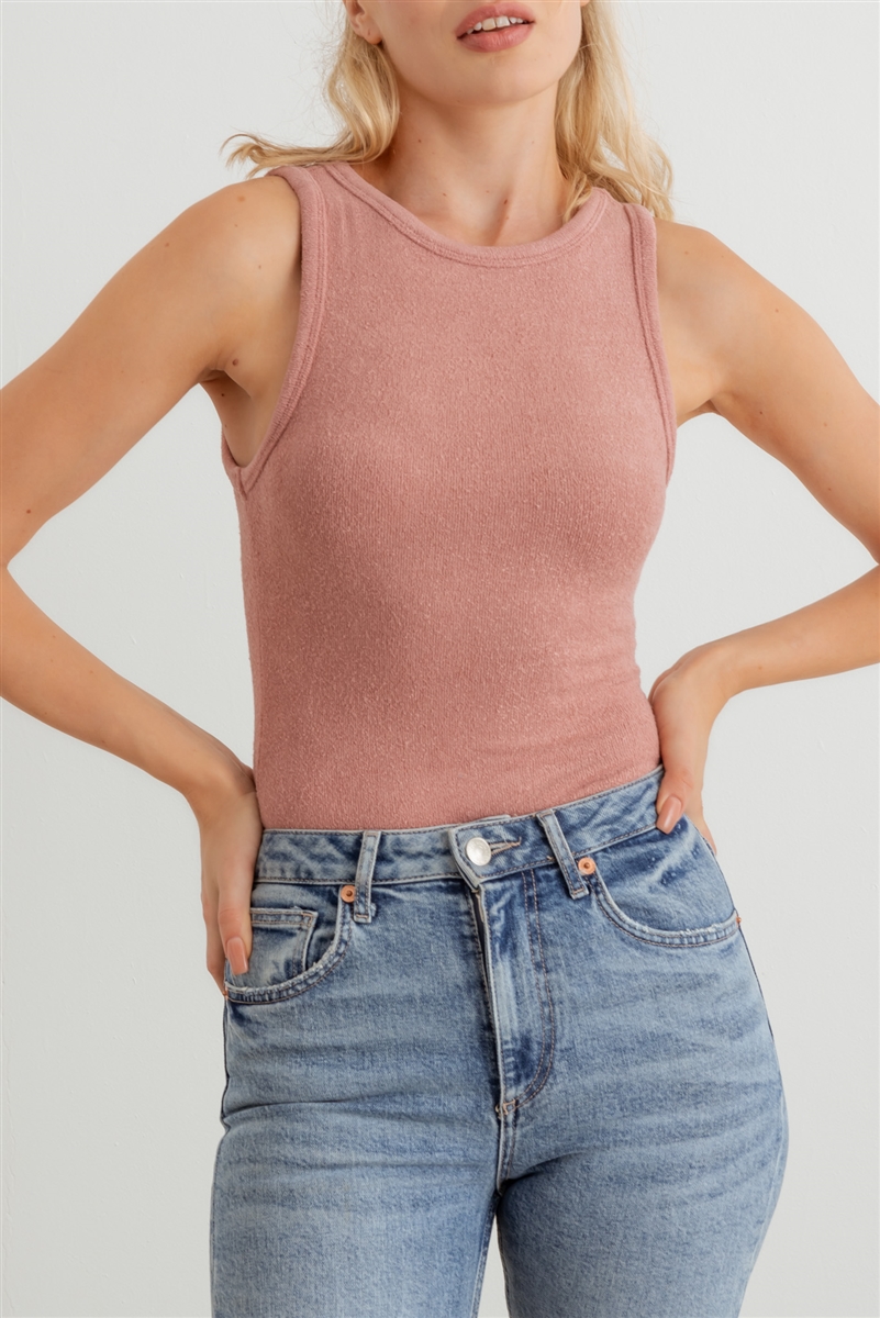 Mauve Knit Sleeveless Bodysuit - Image 5