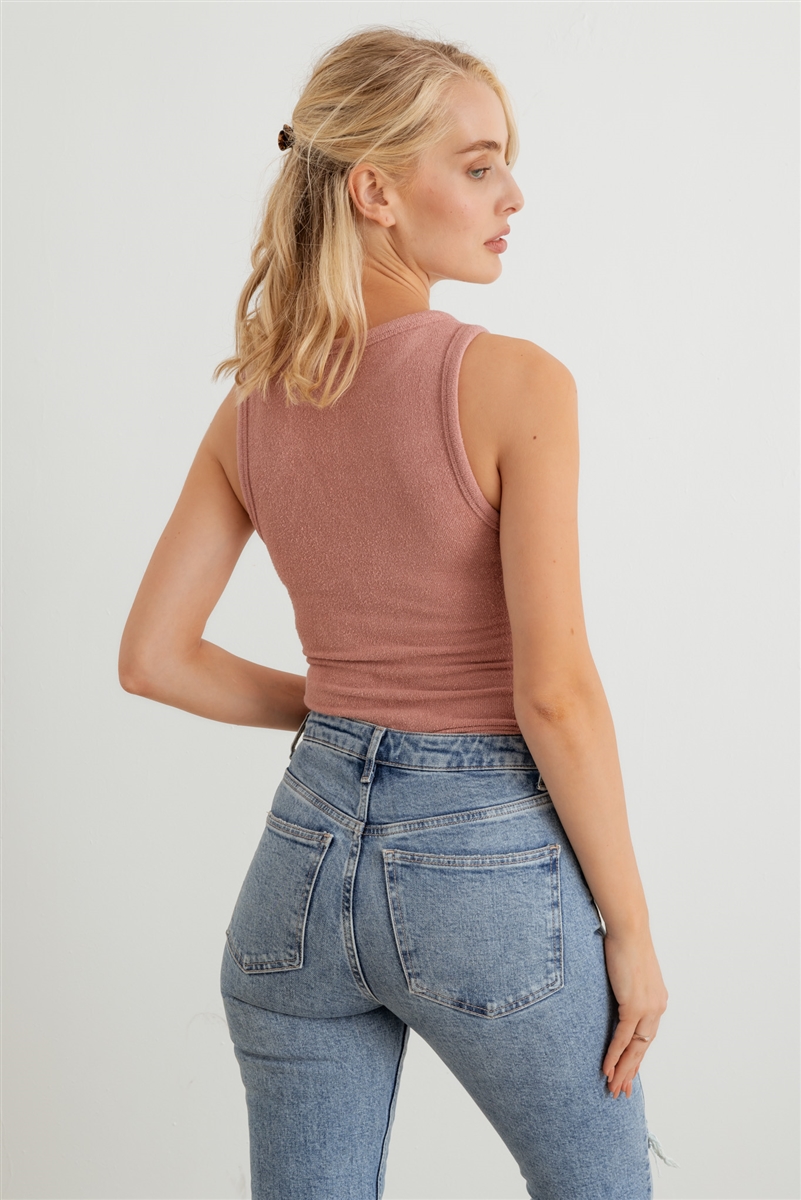 Mauve Knit Sleeveless Bodysuit - Image 6