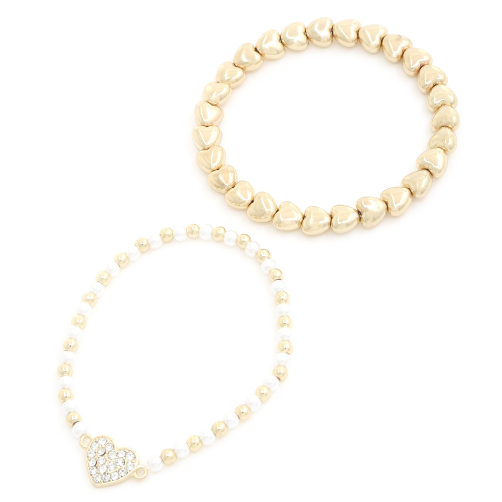 Heart Charm Beaded Bracelet Set - Image 3