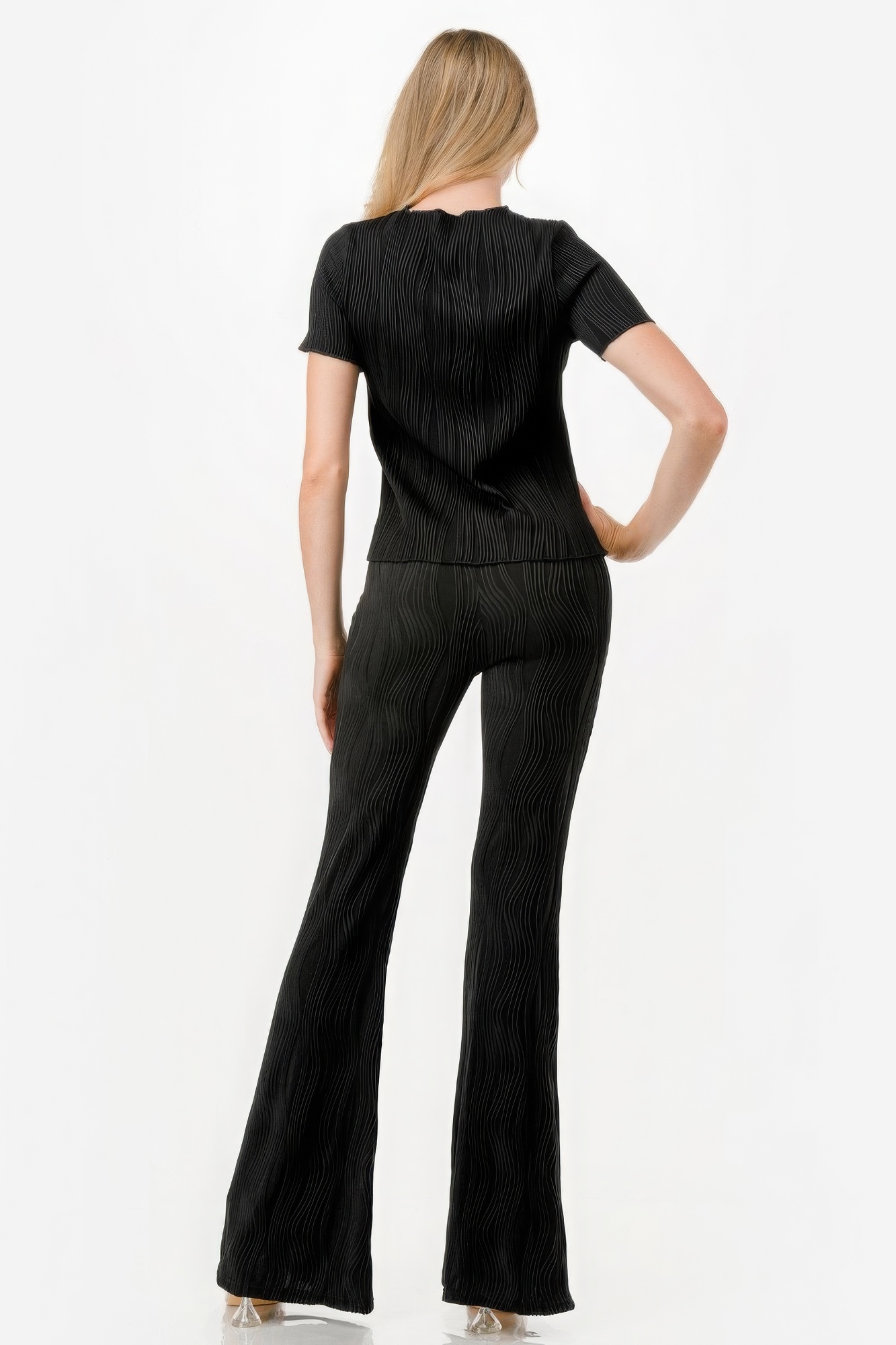 Pretty Pleated Flare Pants Set - Image 4