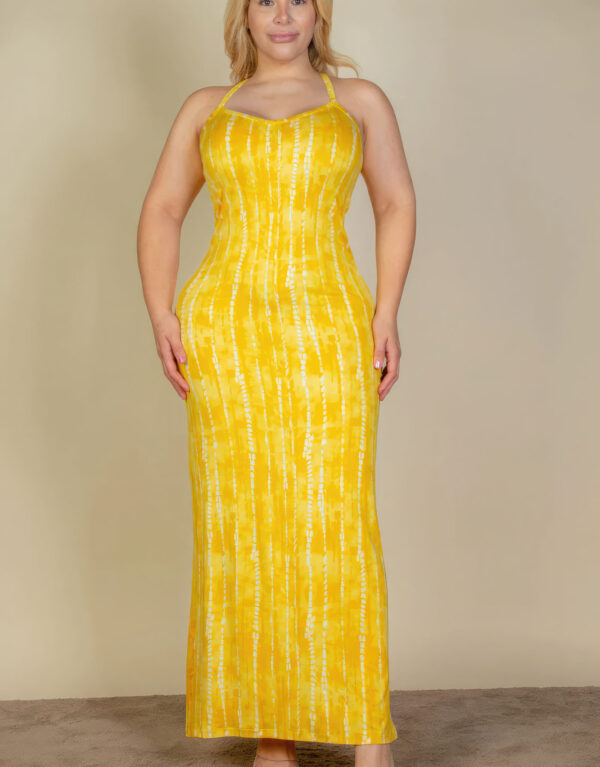Plus Size Tie Dye Printed Cami Bodycon Maxi Dress