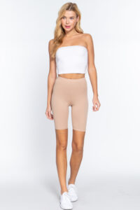 Cotton Jersey Short Leggings beige