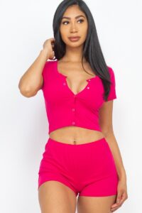 Cropped Tank Top And Shorts Set pink