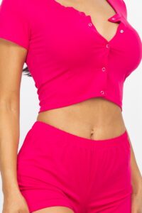 Cropped Tank Top And Shorts Set pink