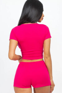 Cropped Tank Top And Shorts Set pink