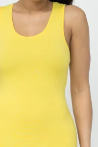 Cotton Spandex Solid Sleeveless Tank Bodycon Midi Dress