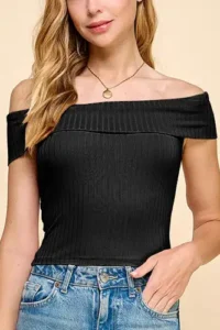 Off Shoulder Ribbed Top