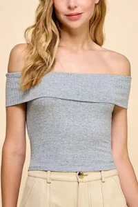 Off Shoulder Ribbed Top