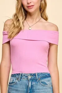 Off Shoulder Ribbed Top